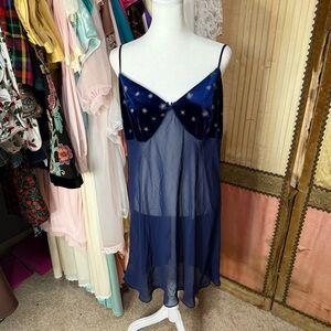 Y2K Avon Navy Blue Sheer Chemise